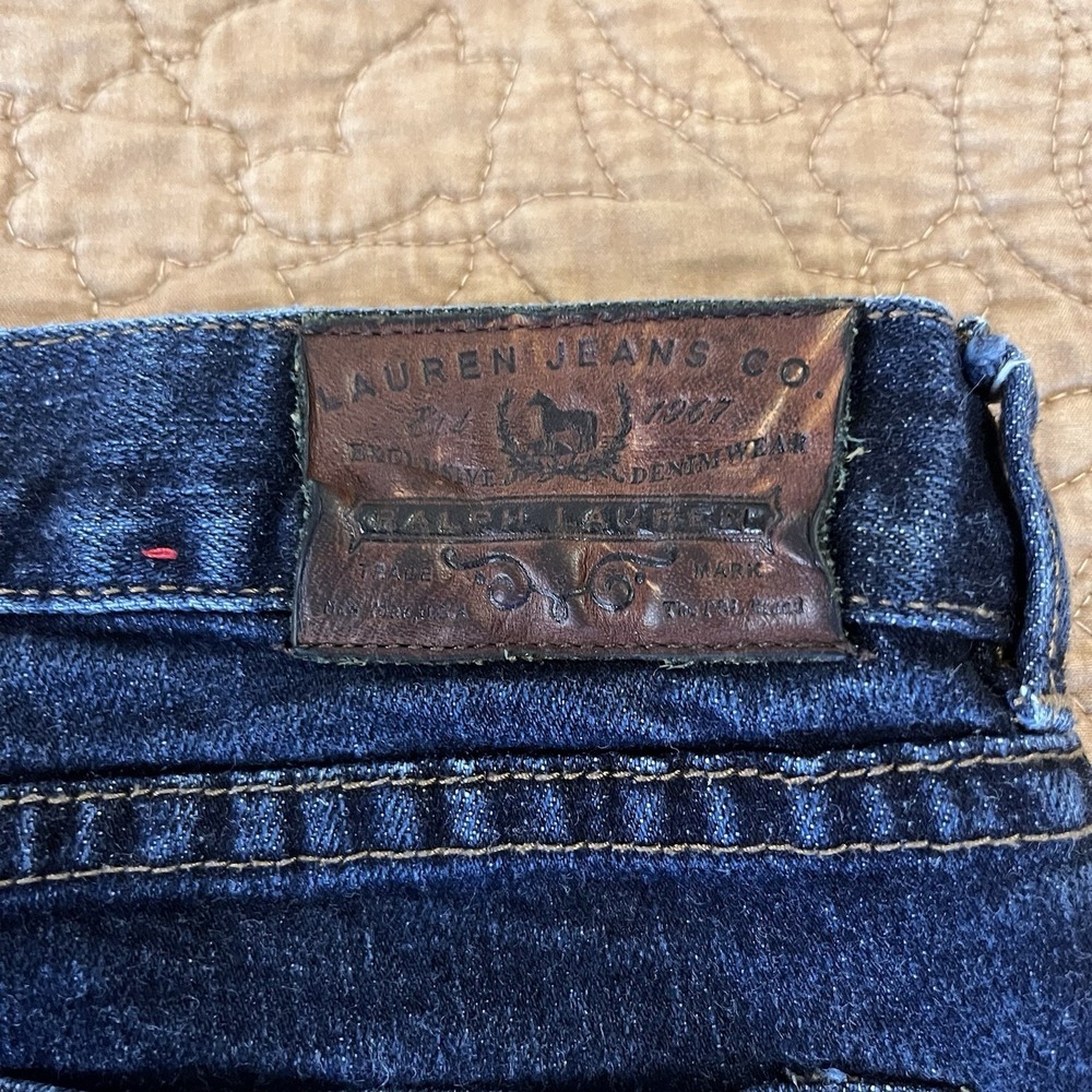Lauren Jeans Co Dark Wash Slim Crop Raw Hem Stretch Coastal Americana 6 Runs Big - Picture 12 of 12